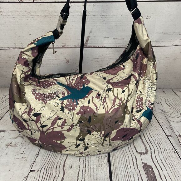 Lesportsac Hobo Bag Animal Print Bird Nature Floral Multicolor Large - Picture 2 of 13